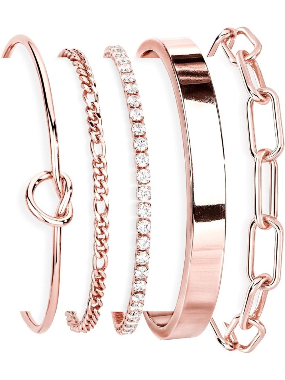 Women's Rose Gold Set For 14 Gold Plated Non Tarnish Stackable Bangles